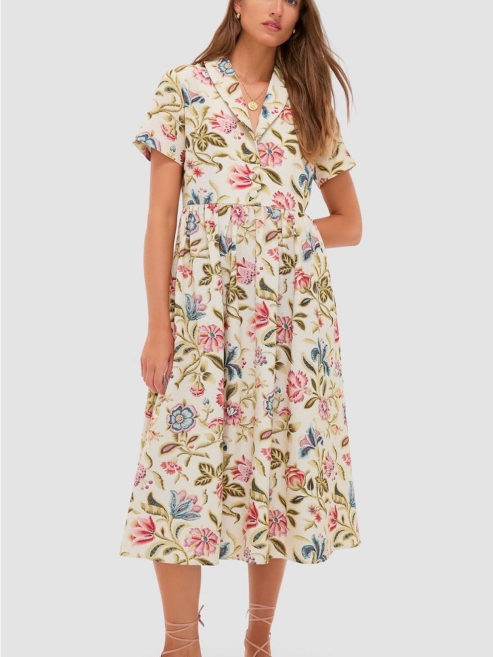Tuckernuck Adelaide Cream Floral Midi Dress Medium